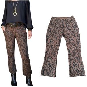 Cabi Cool It Crop Pant Women's Small Brown Black Snake Print Boot Crop Pants